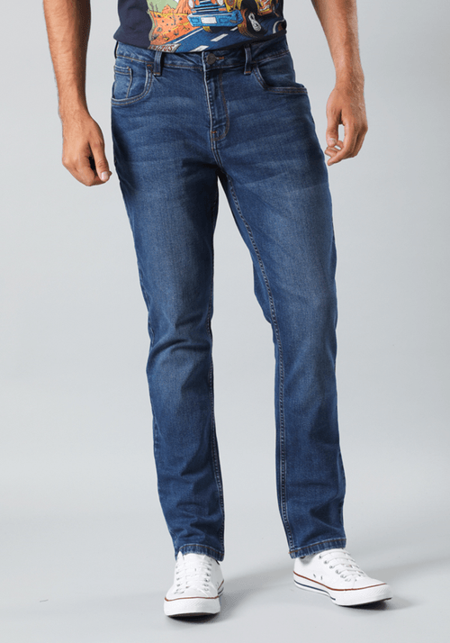 Jeans Hombre Slim Straight Fit Mid