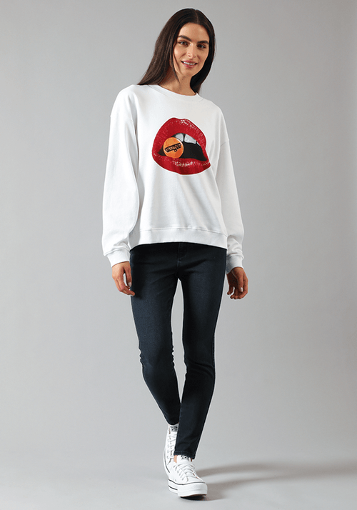 Polerón Mujer Retro Sweat Lips White