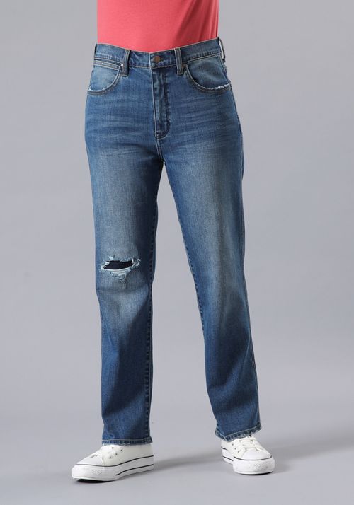 Jeans Mujer Tiro Alto Wild West Straight Fit Blue Wash
