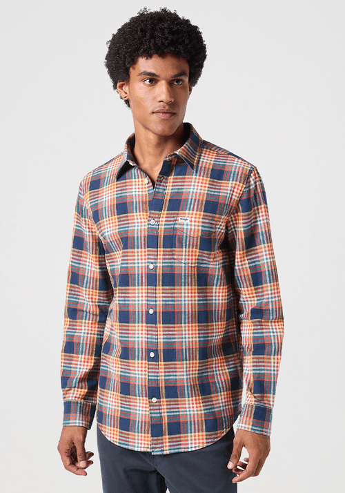 Camisa 1 Pocket Shirt Plaid LS Navy Plaid