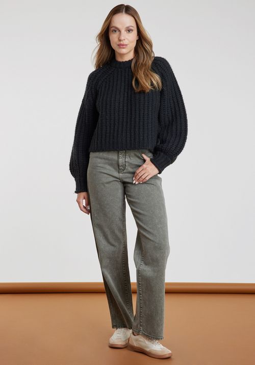 Sweaters Mujer PUFF SLEEVE SWEATER BLACK